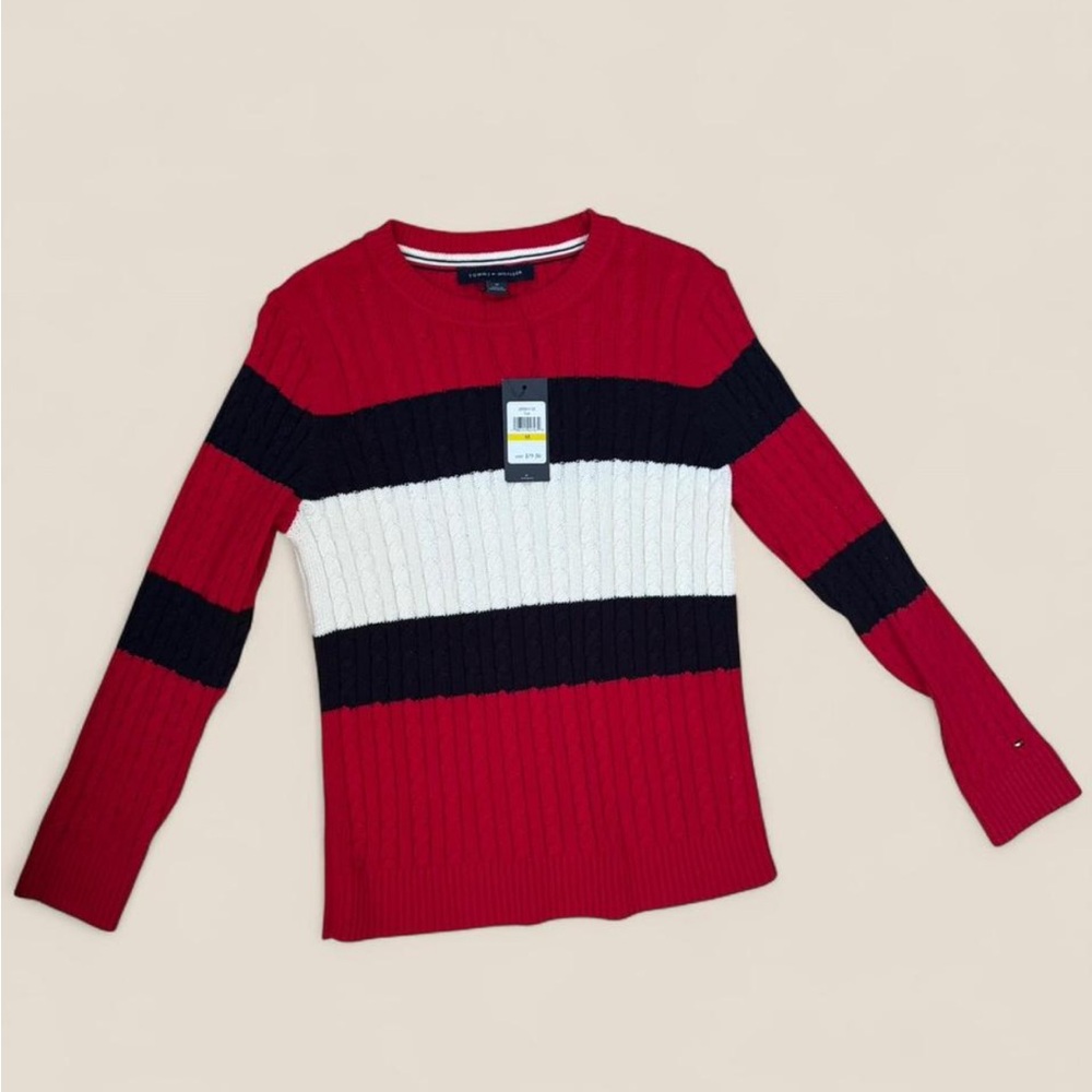 Tommy Hilfiger Red, White, and navy Sweater